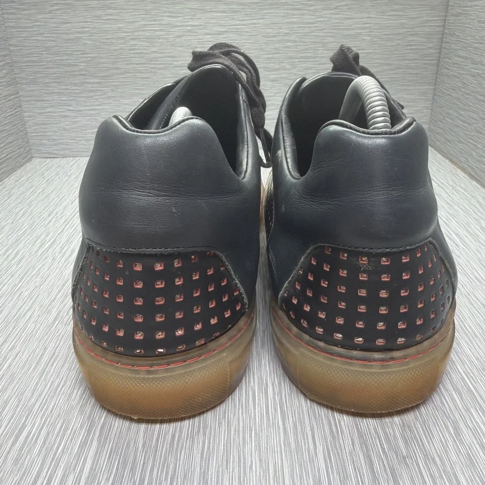 Balenciaga Arena Low Sneakers Black White Leather Mens EU 46 US‎ 13 Red Accent